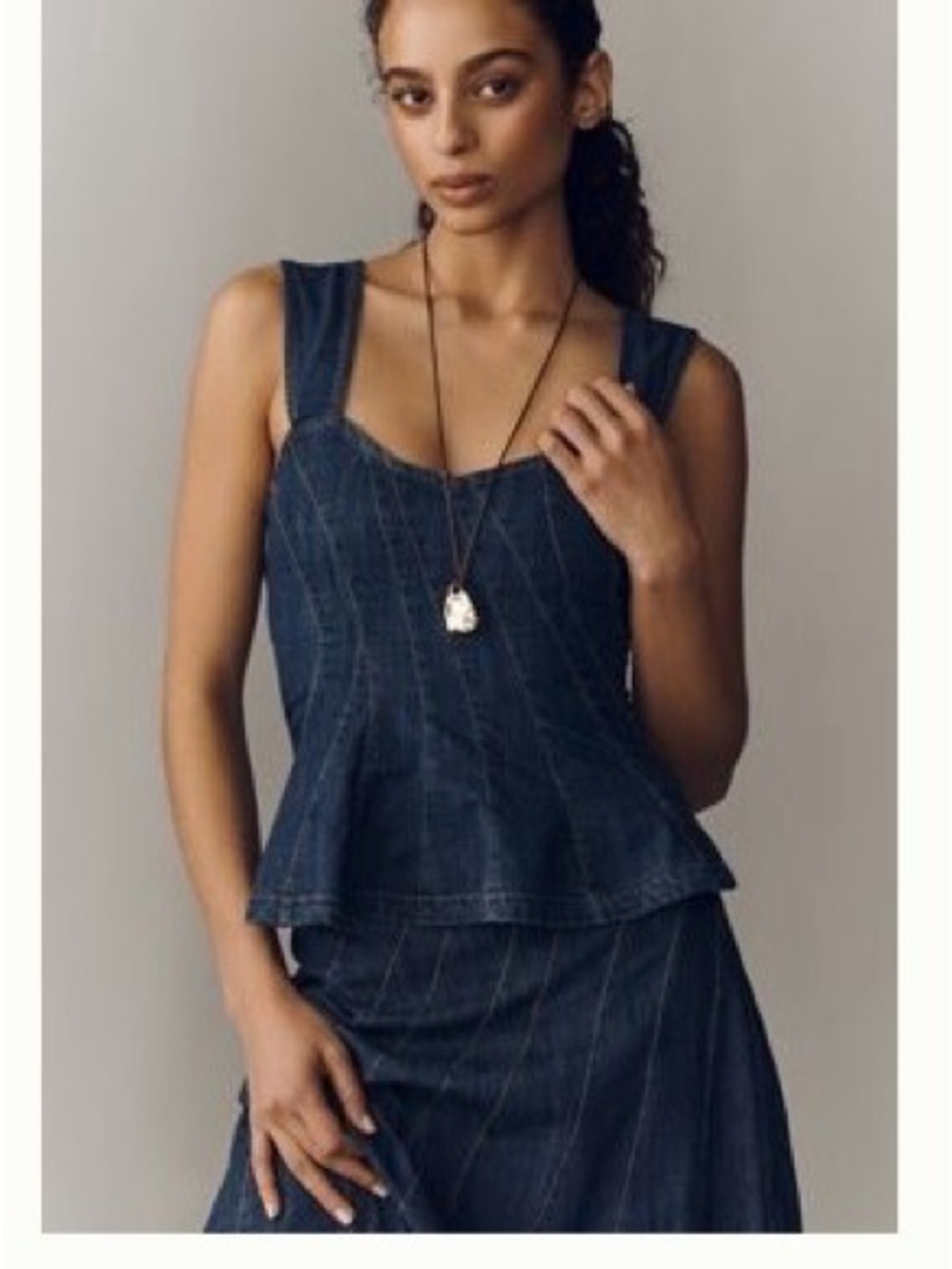 Anthropologie Sleeveless Denim
Peplum Top